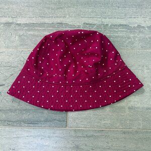 Lands’ End Waterproof Bucket Rain Hat Fuchsia Polka Dot S/M